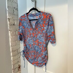 Lands' End women's rash guard, Palampore floral print, size 10-12